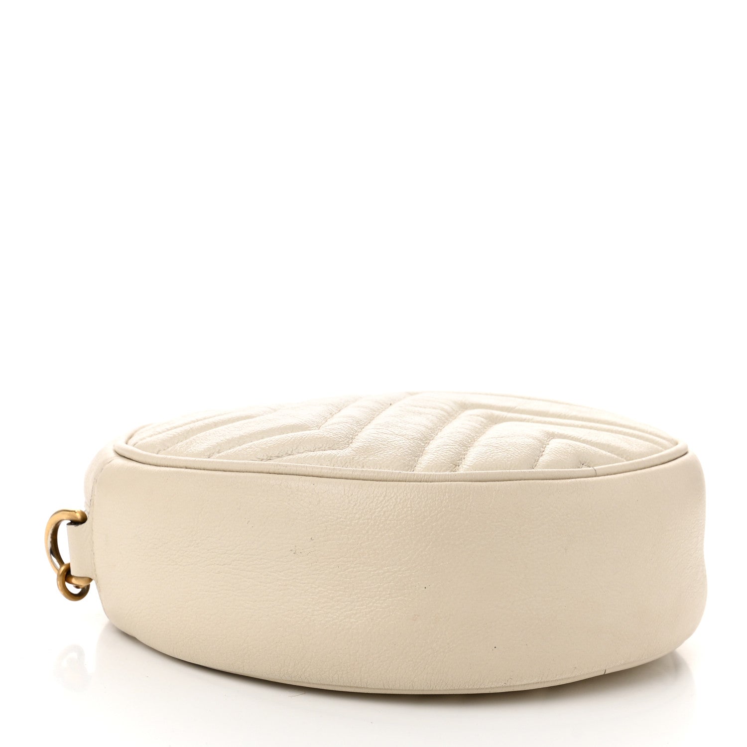 Gucci Calfskin Matelasse Mini GG Marmont Round Shoulder Bag White 4 of 13