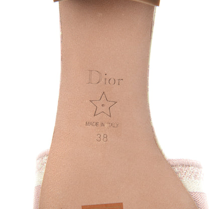 Christian Dior Cotton Toile De Jouy Embroidered Dway 50mm Slide Sandals 38 Light Pink 6 of 7