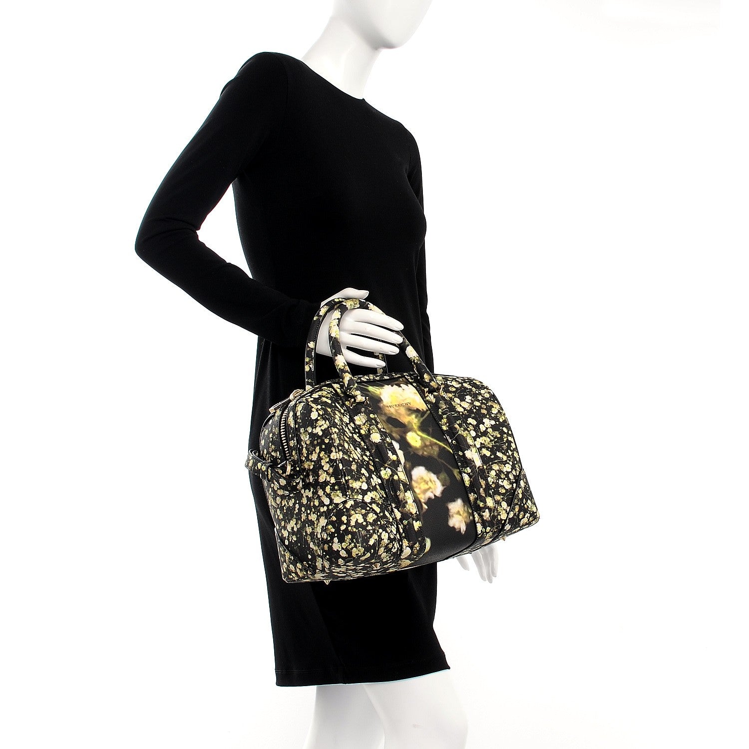 Givenchy Textured Coated Canvas Baby's Breath Print Medium Lucrezia Black 3 of 8