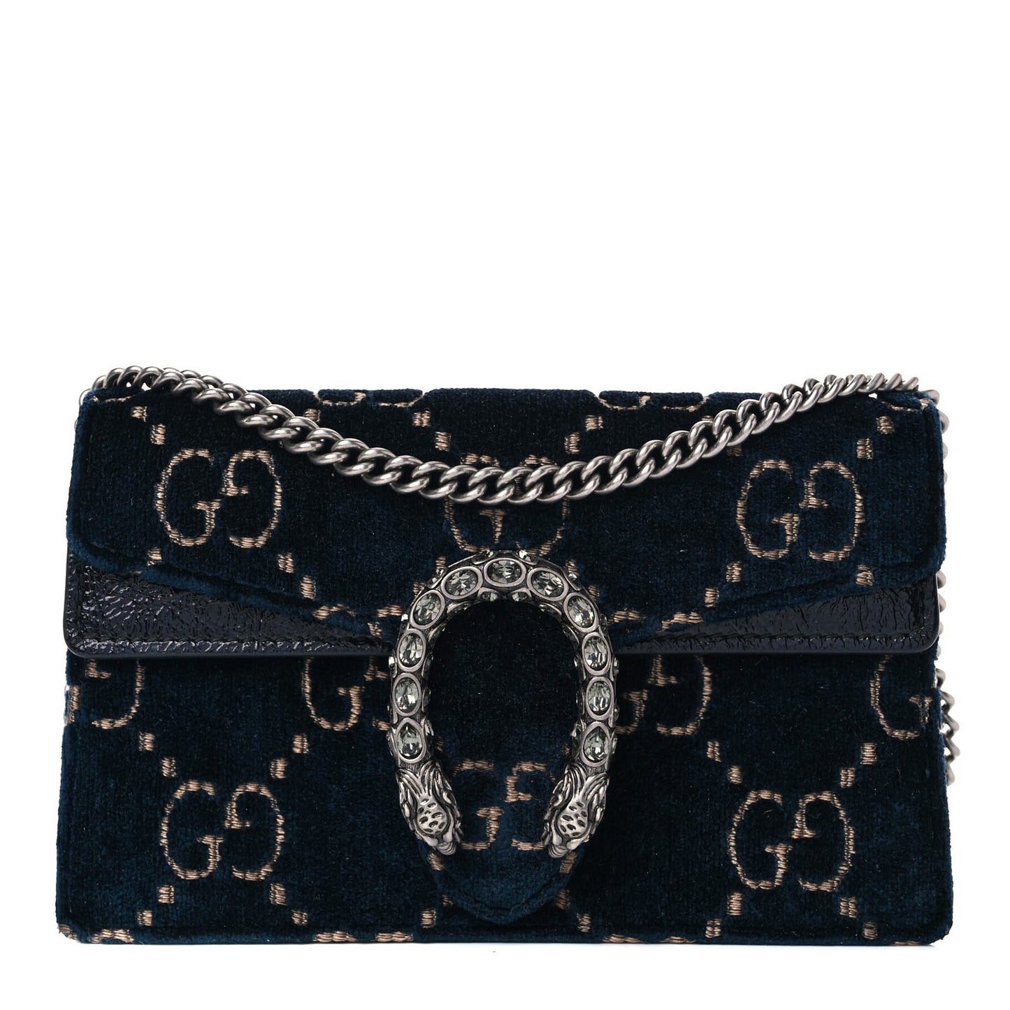 Velvet GG Monogram Super Mini Dionysus Shoulder Bag Blue Beige Black