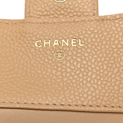 Chanel Caviar Quilted Compact Flap Wallet Beige 6 of 9