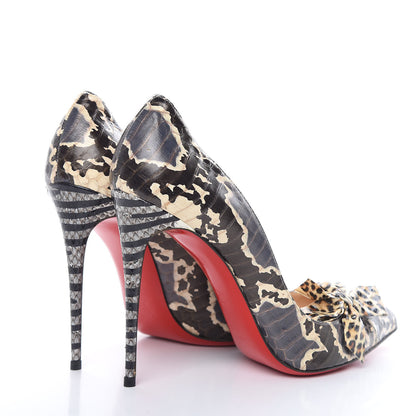 Christian Louboutin Ayers Watersnake Madame Menodo 100 Pumps 41.5 Black Gold 4 of 8