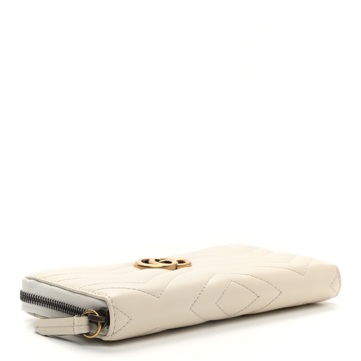 Calfskin Matelasse GG Marmont Zip Around Wallet White