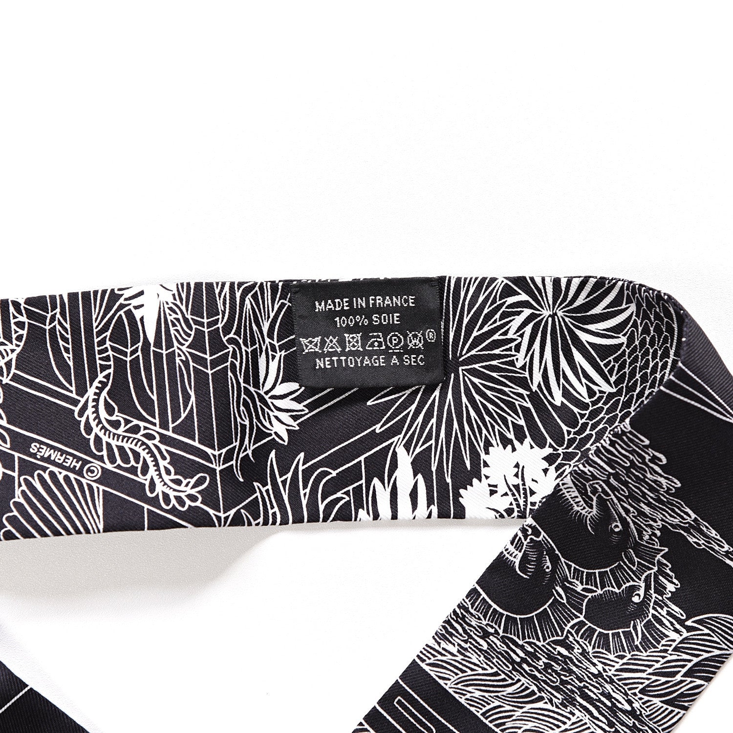 Hermes Silk Animapolis Twilly Black White 2 of 3