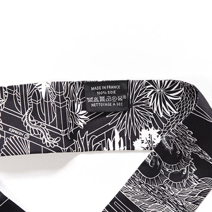 Hermes Silk Animapolis Twilly Black White 2 of 3