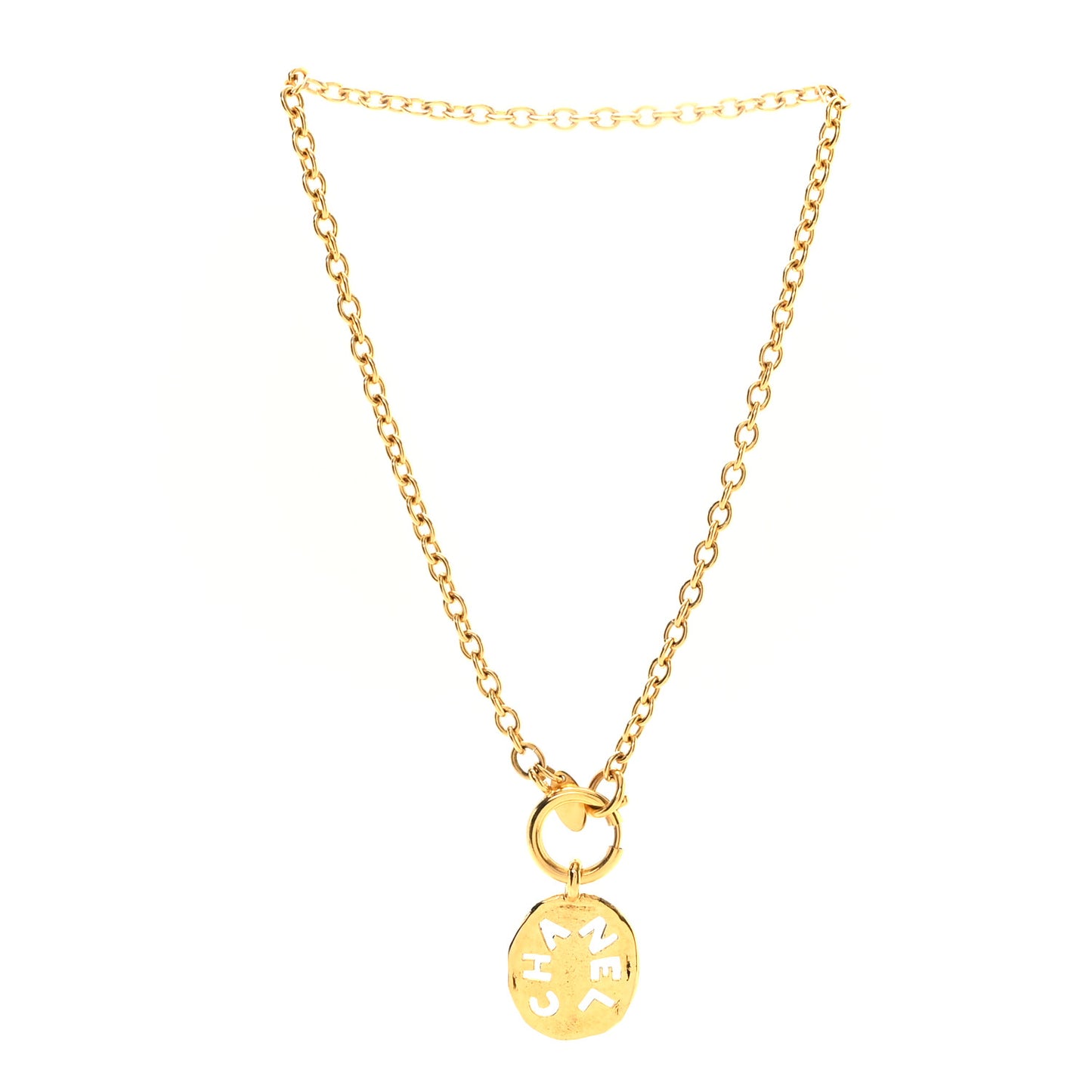 Logo Cut Out Chain Choker Necklace Gold