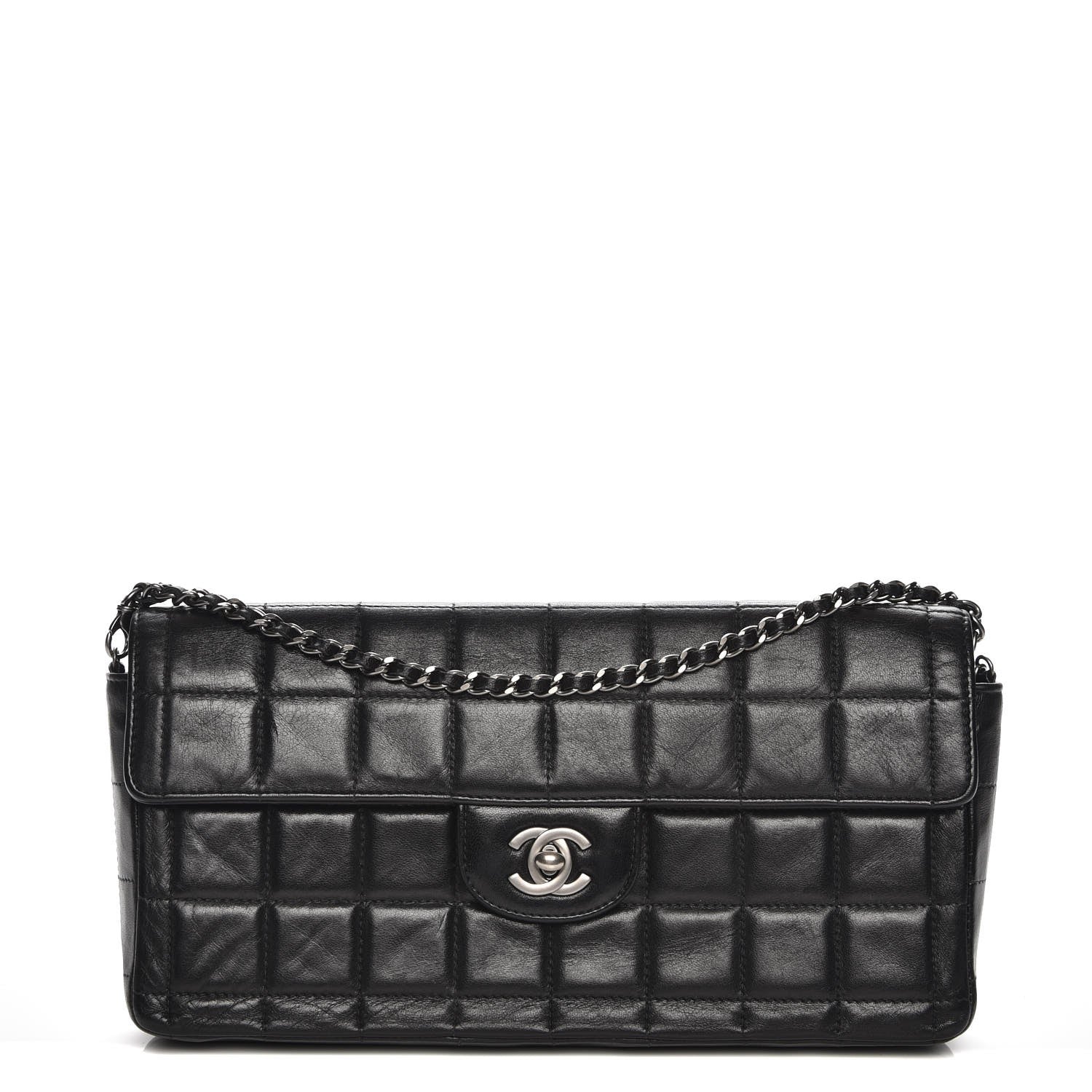 Chanel Lambskin Quilted East West Chocolate Bar Flap Black 1 of 9