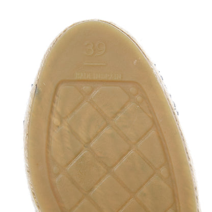 Chanel Tweed CC Espadrilles 39 Ecru White Blue Black 8 of 9