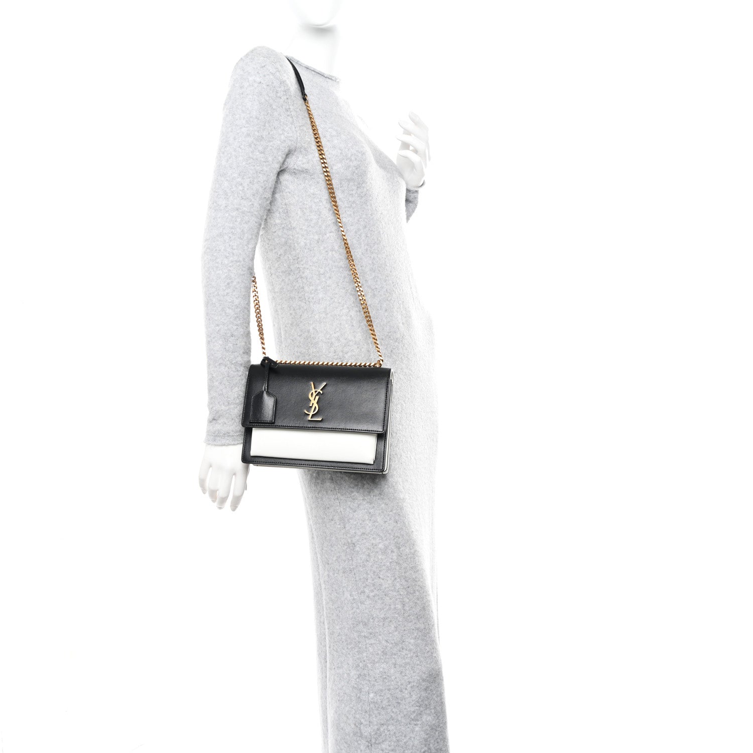 Saint Laurent Calfskin Bi-Color Medium Monogram Sunset Black Pearl White 2 of 13