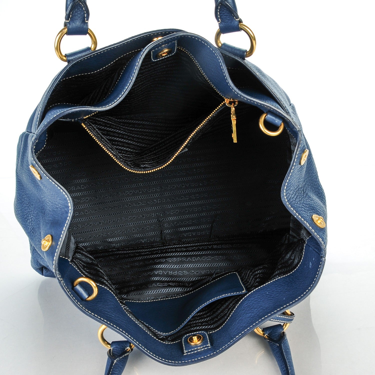 Prada Vitello Daino Tote Bluette 5 of 7