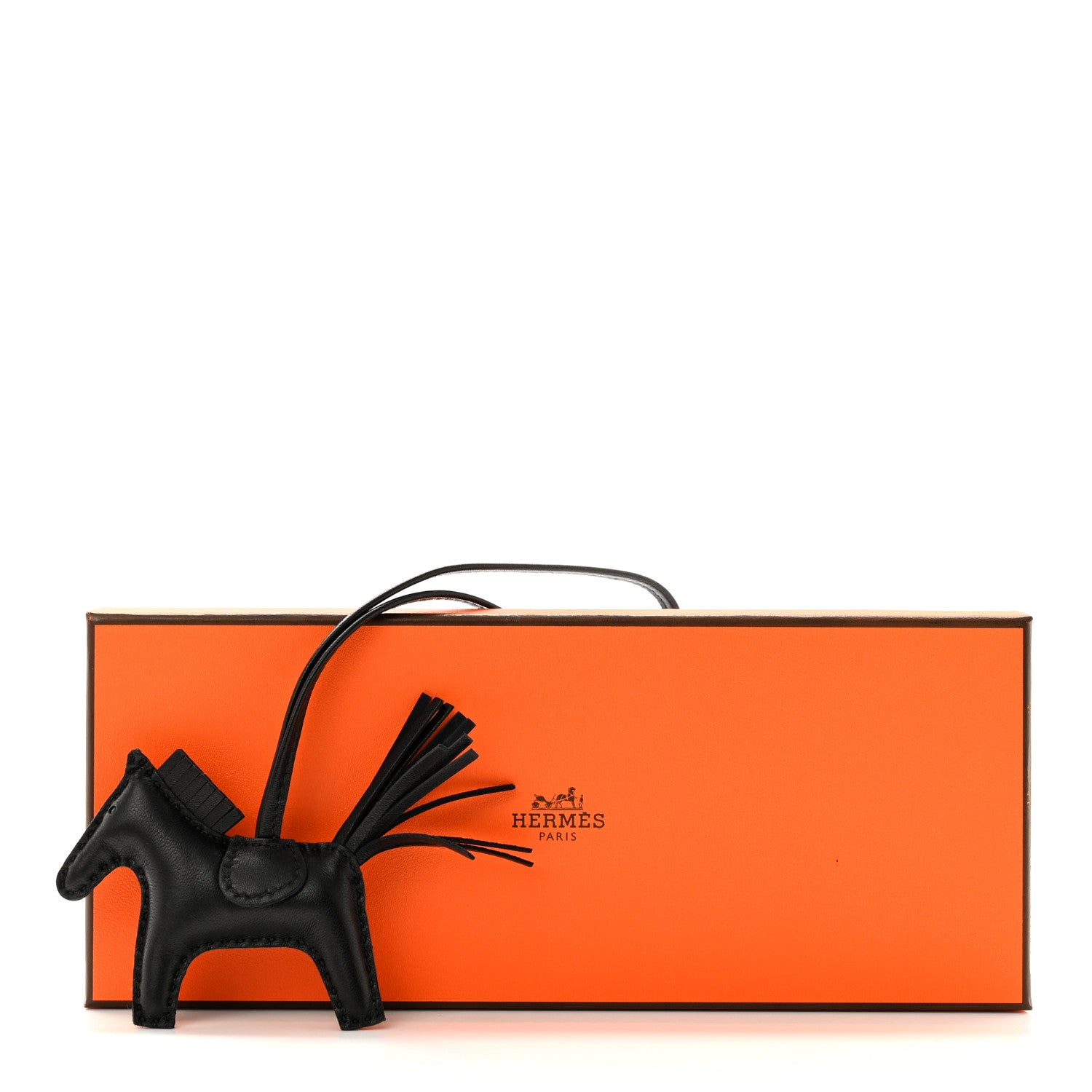 Hermes Milo Lambskin Grigri Rodeo Horse Bag Charm PM So Black 4 of 4