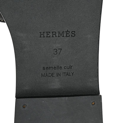 Hermes Box Calfskin Oran Sandals 37 Black 7 of 9