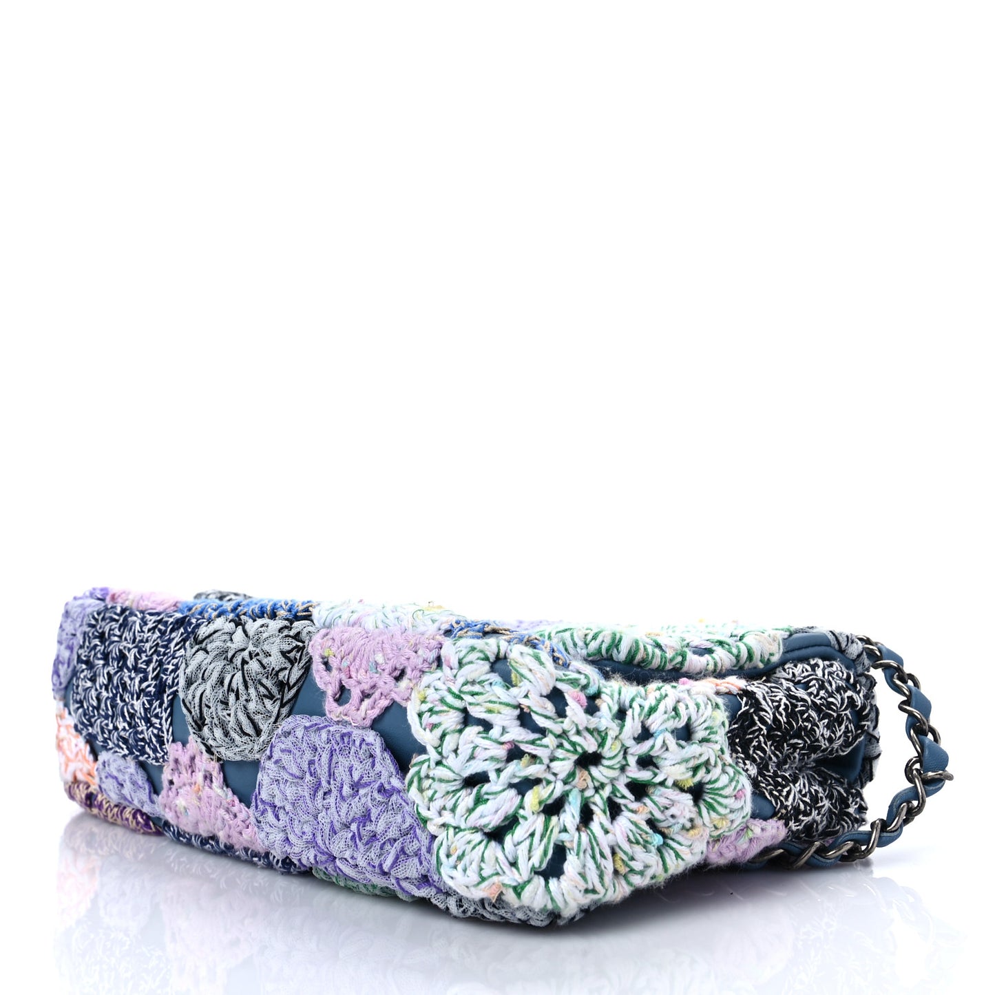 Lambskin Crochet Medium Single Flap Blue
