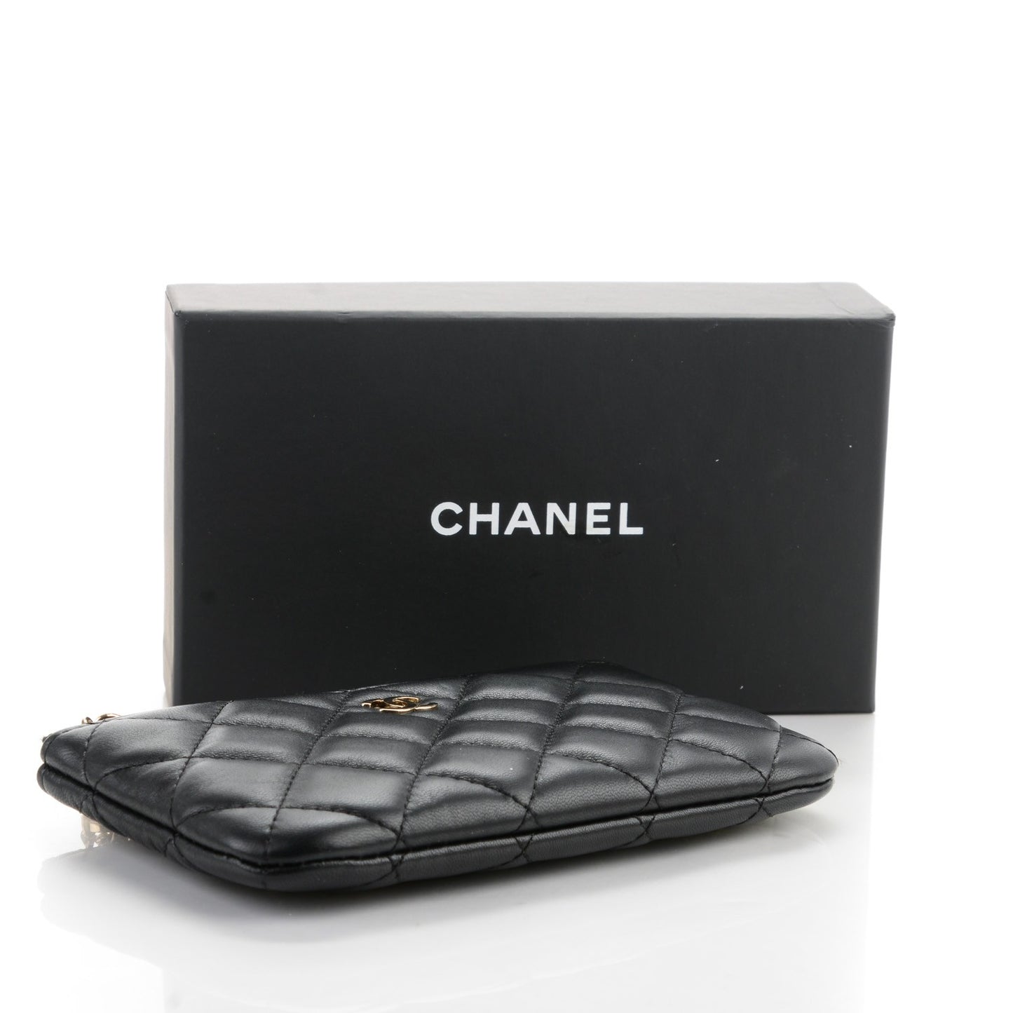 Lambskin Quilted Casino Coin Purse Black