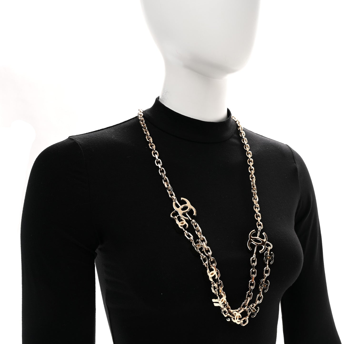 Metal CC Double Chain Necklace Gold