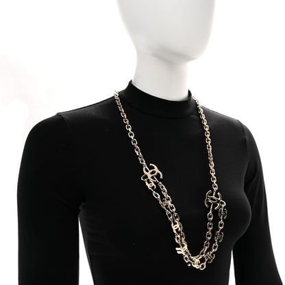 Chanel Metal CC Double Chain Necklace Gold 2 of 6