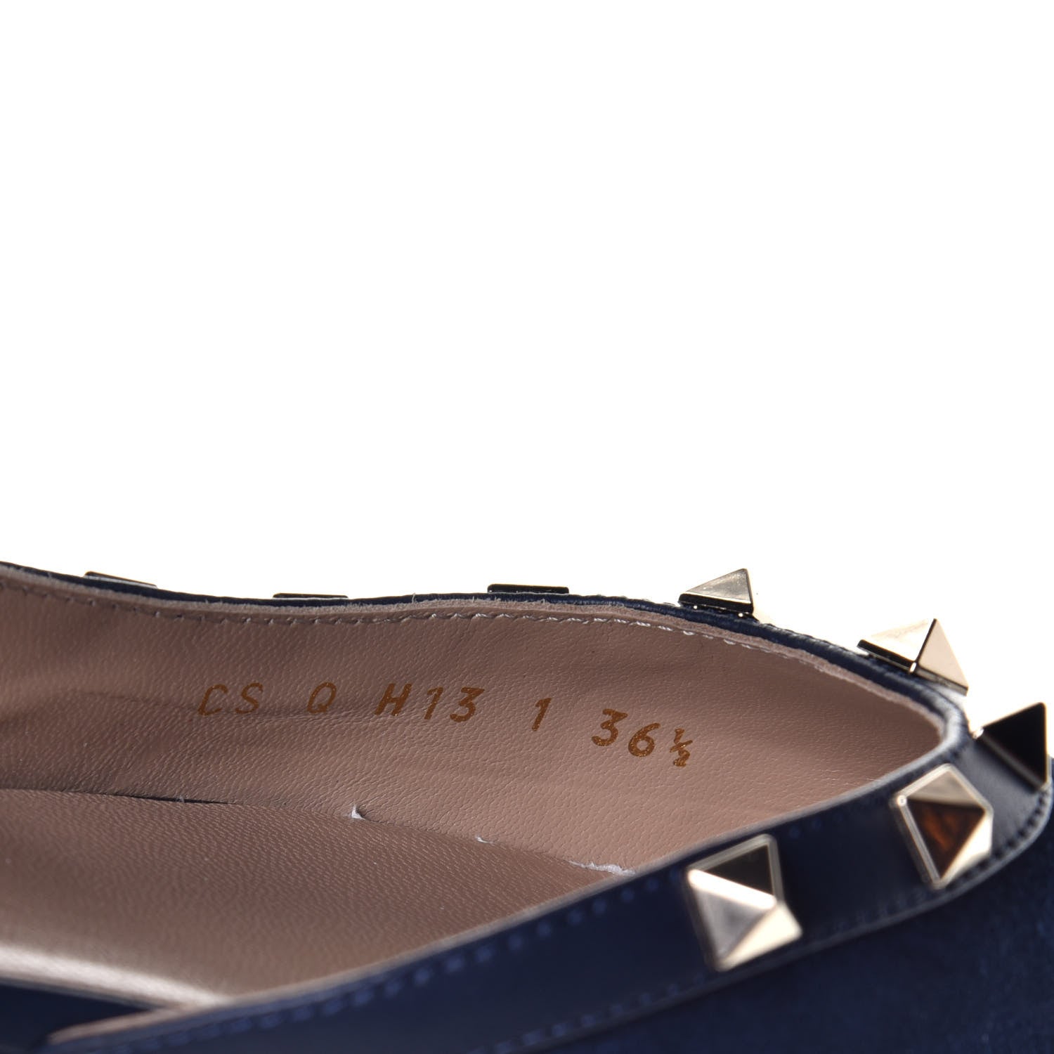 Valentino Garavani Suede Nappa Rockstud Slingback Flats 36.5 Marine 8 of 10