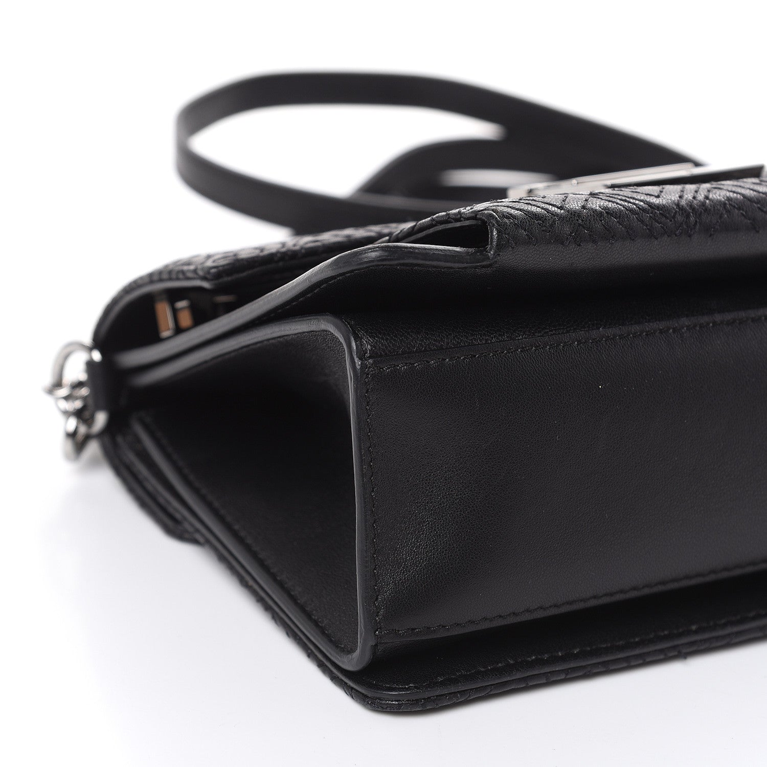 Givenchy Lambskin Embroidered Studded Small GV3 Shoulder Bag Black 7 of 13