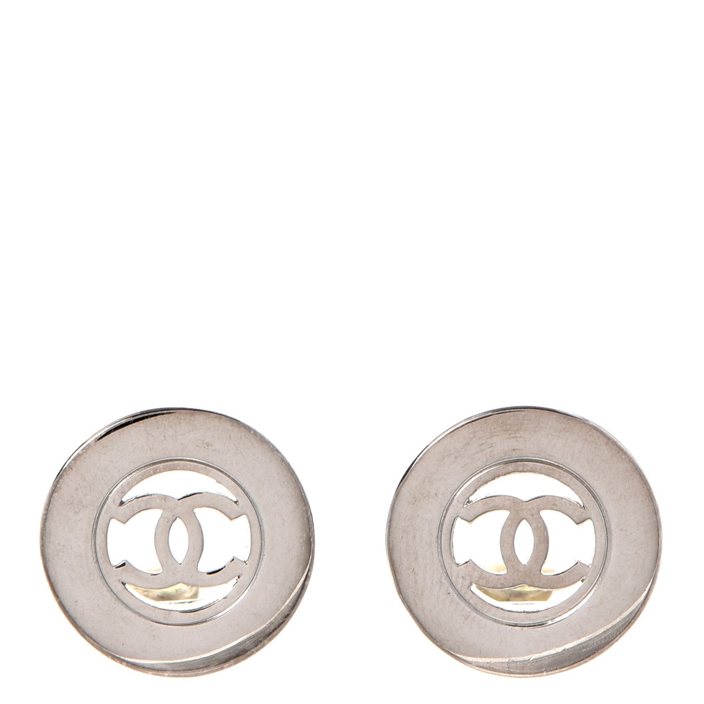 Metal CC Clip On Earrings Silver