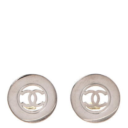 Chanel Metal CC Clip On Earrings Silver 1 of 4
