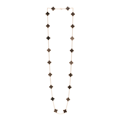 Van Cleef & Arpels 18K Rose Gold Silver Obsidian 20 Motifs Vintage Alhambra Necklace 3 of 7