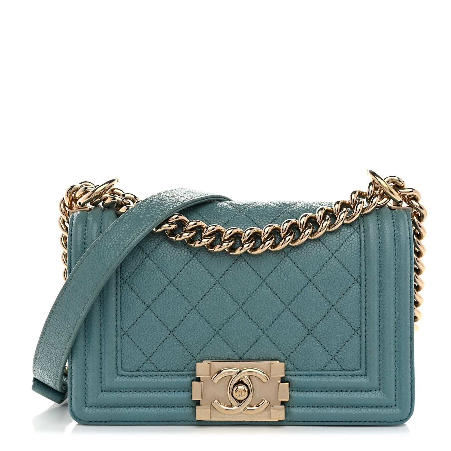 Caviar Quilted Small Boy Flap Light Blue