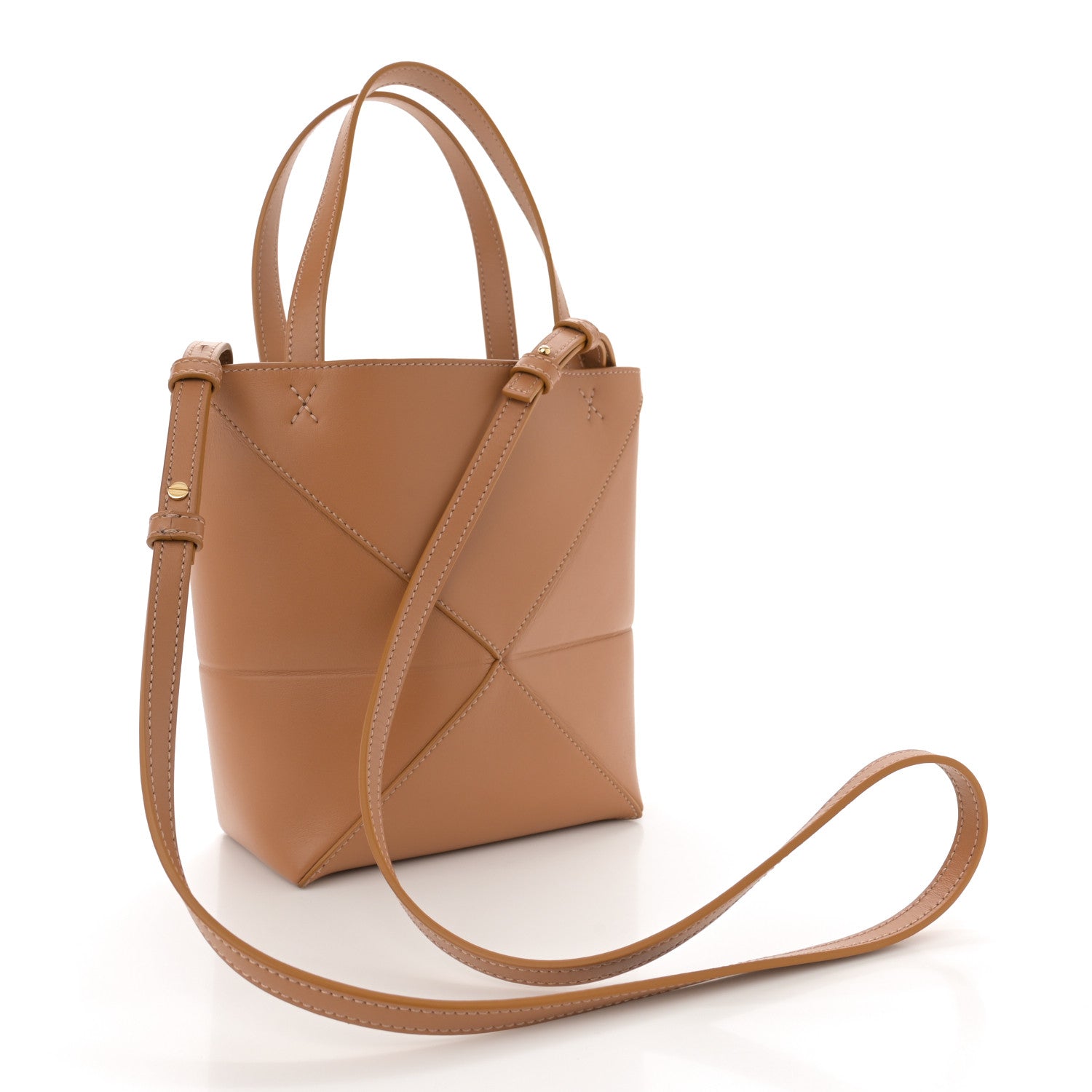 Loewe Shiny Calfskin Mini Puzzle Fold Tote Warm Desert 3 of 12
