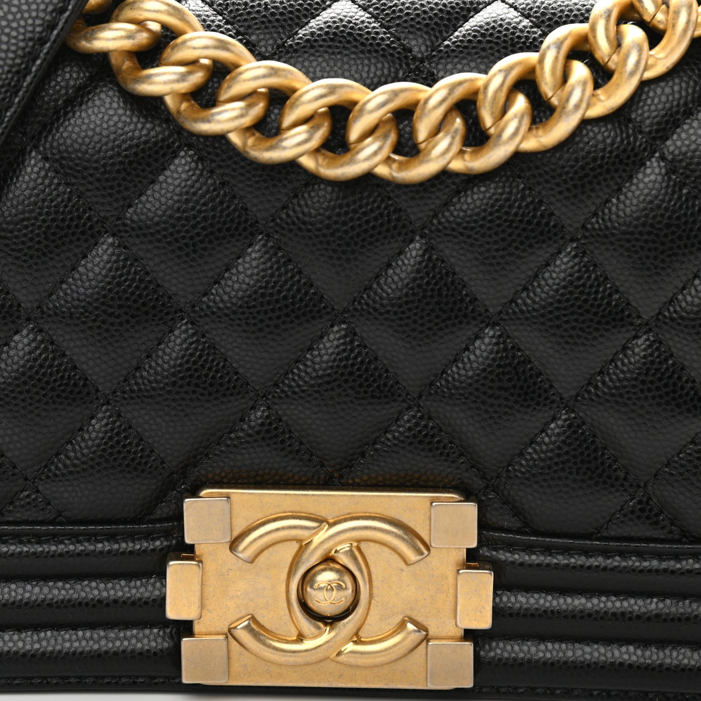 Caviar Quilted Small Boy Flap Black