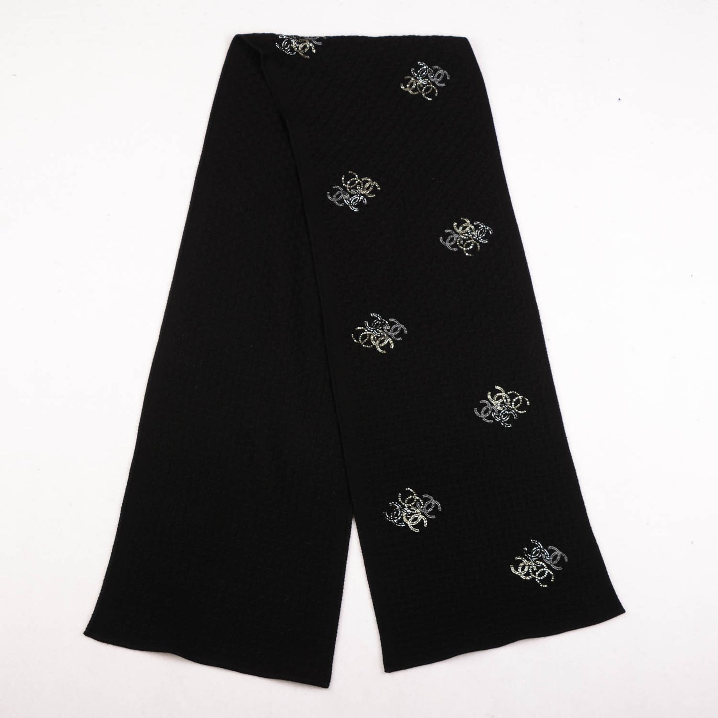 Cashmere Crystal Logo Scarf Black