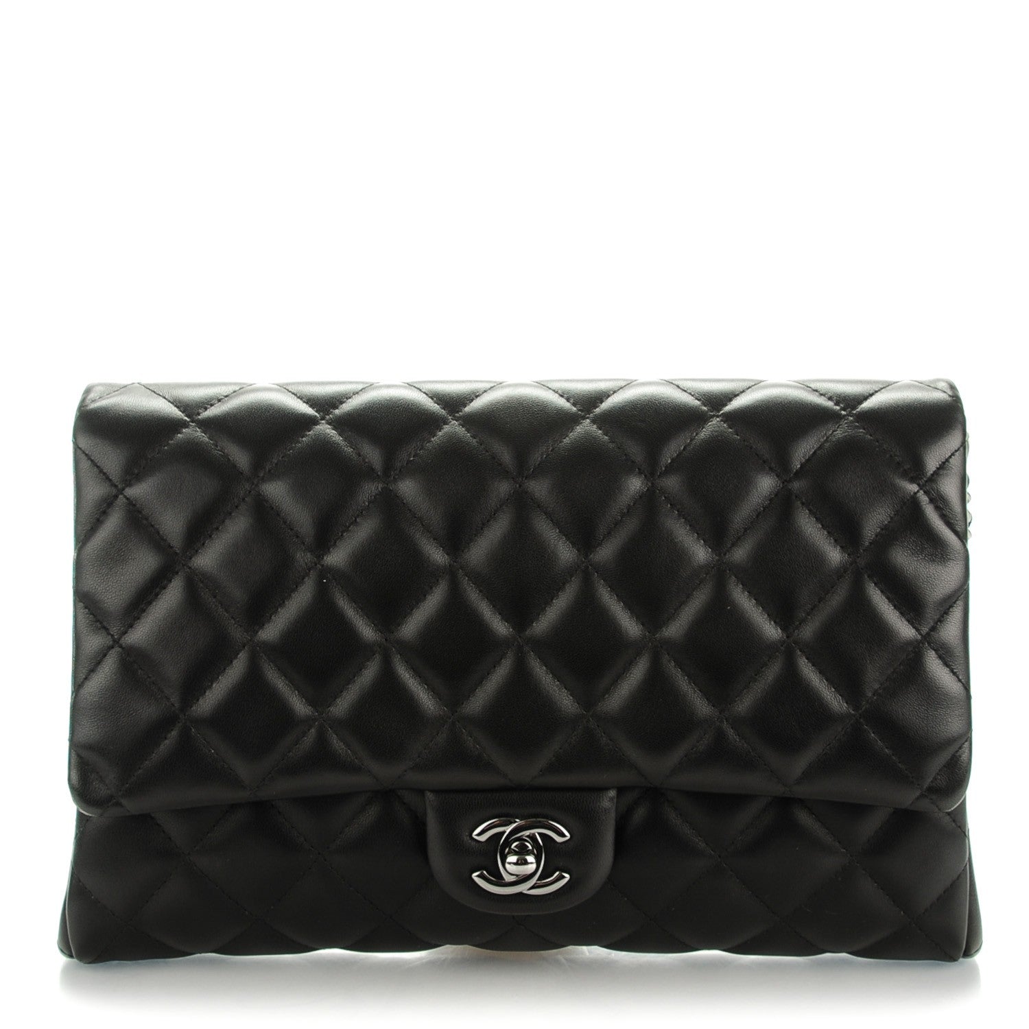 Chanel Lambskin Quilted Clutch With Chain Flap Black 1 of 8
