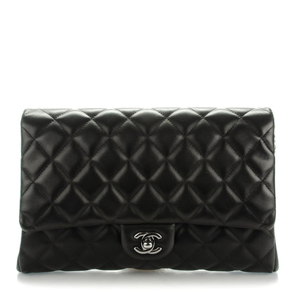 Chanel Lambskin Quilted Clutch With Chain Flap Black 1 of 8