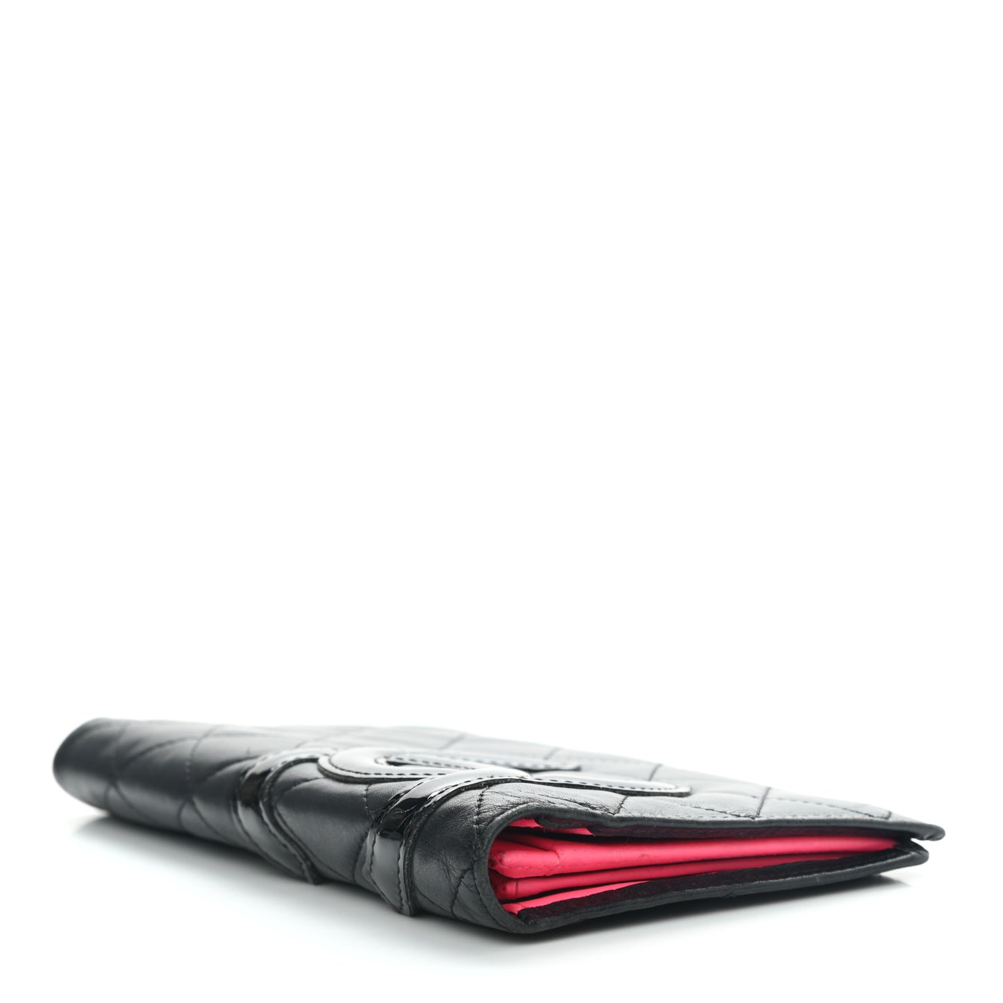 Calfskin Quilted Cambon Yen Wallet Black
