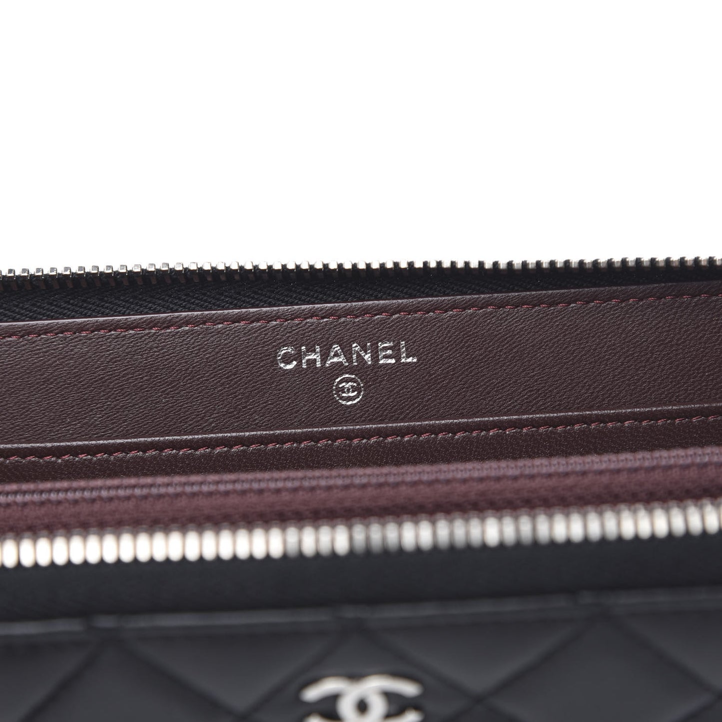 Lambskin Quilted Large Gusset Zip Around Wallet Black