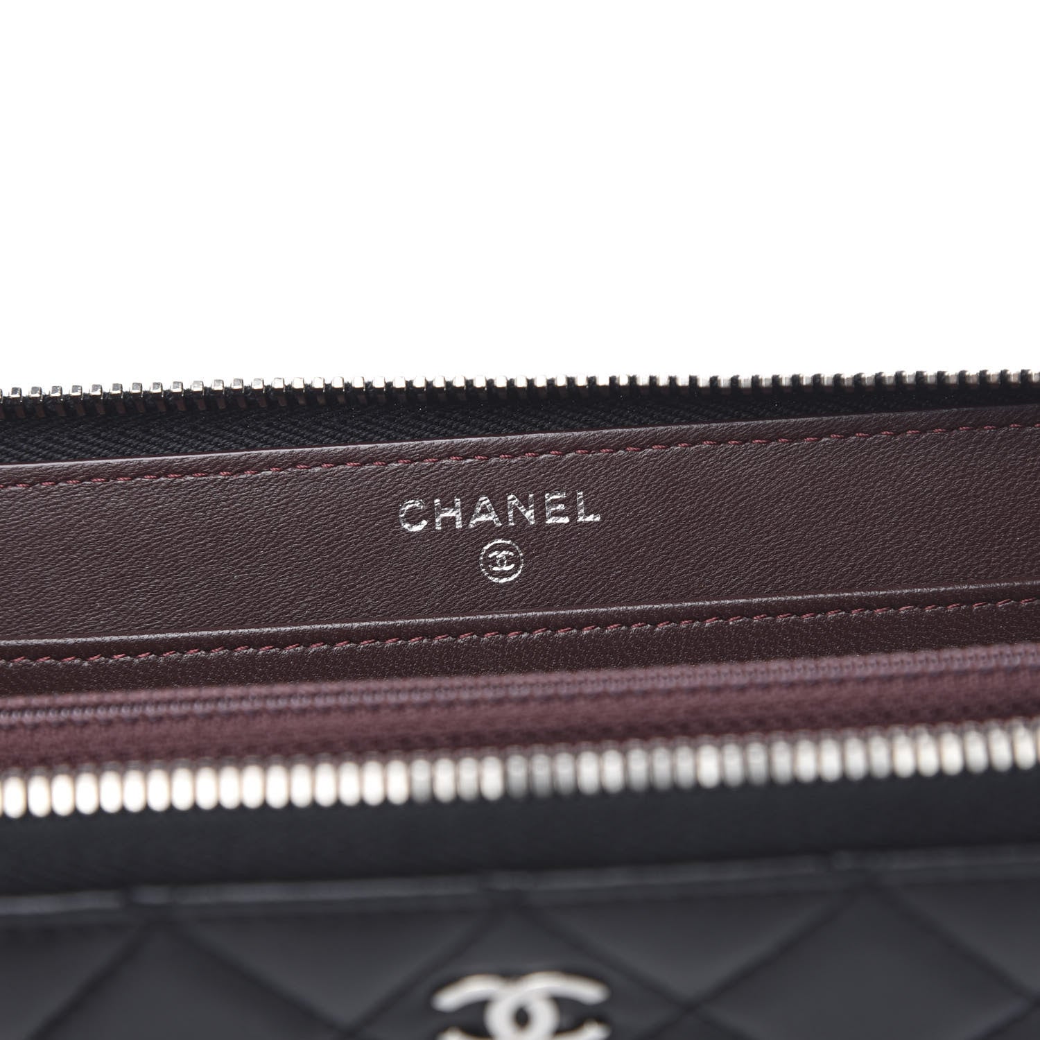 Chanel Lambskin Quilted Large Gusset Zip Around Wallet Black 6 of 9