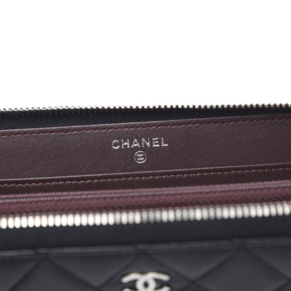 Chanel Lambskin Quilted Large Gusset Zip Around Wallet Black 6 of 9