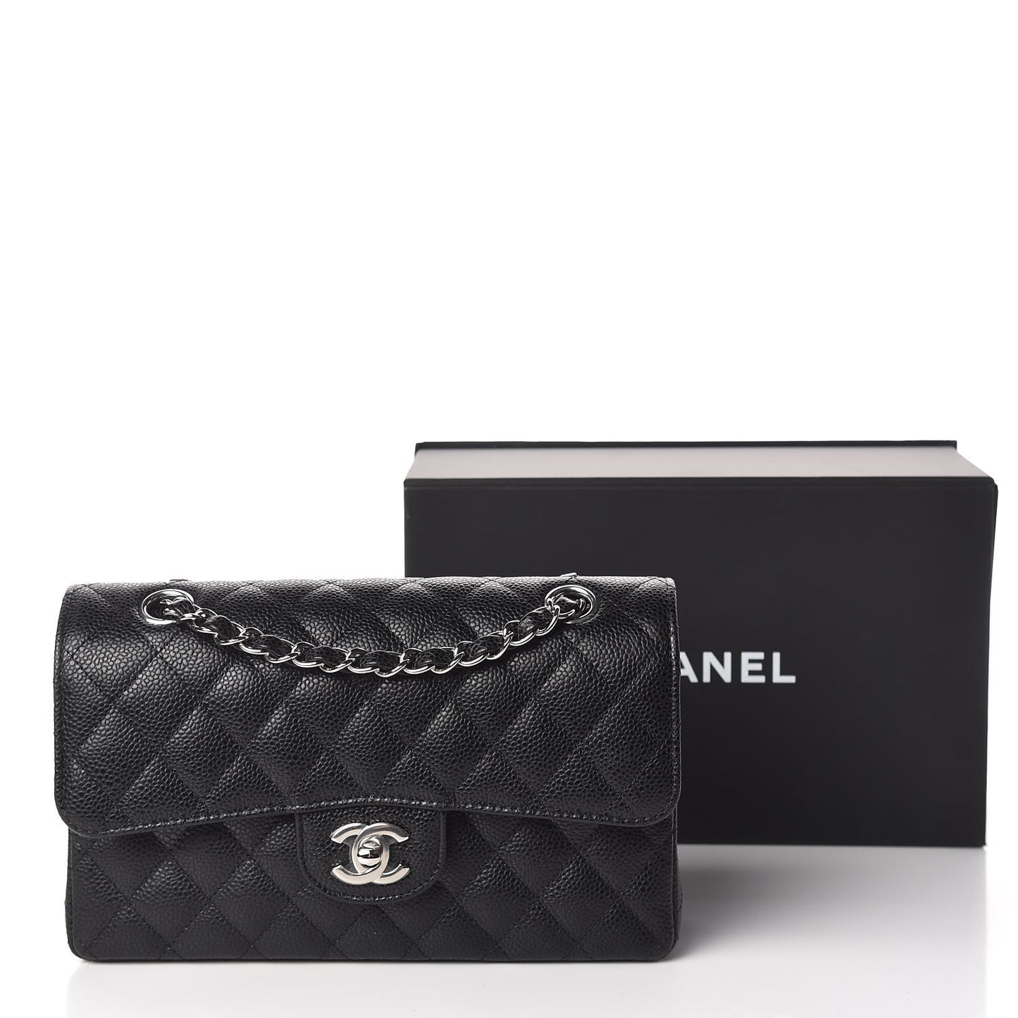 Caviar Quilted Small Double Flap Black