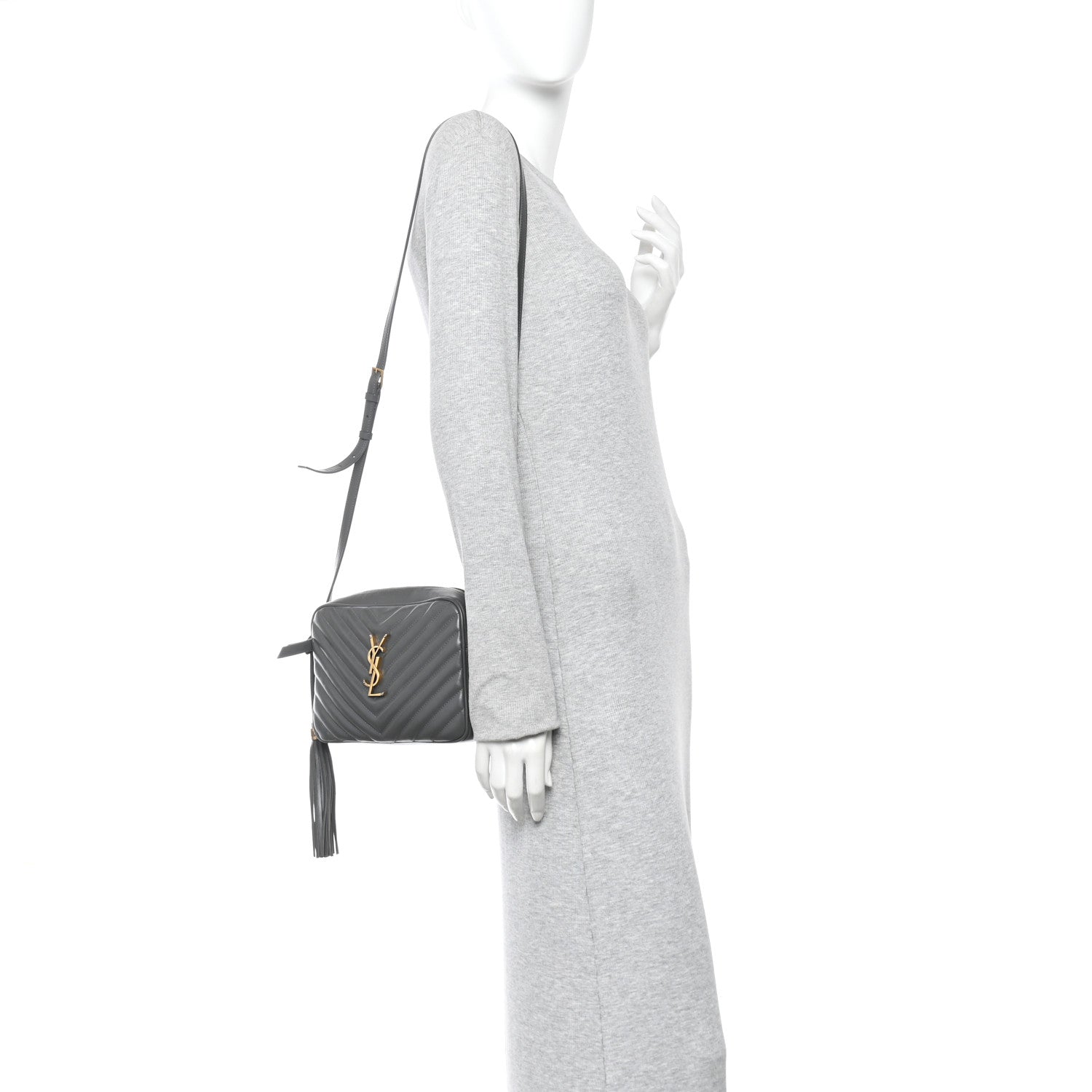 Saint Laurent Calfskin Matelasse Monogram Lou Camera Bag Storm 2 of 10