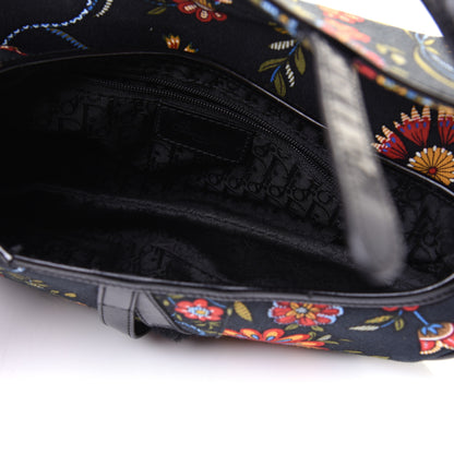Christian Dior Canvas Floral Saddle Bag Black 6 of 16