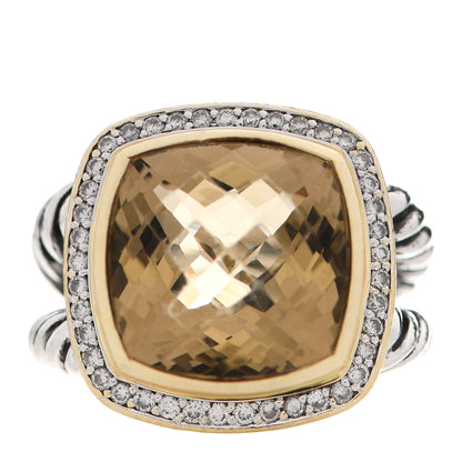 David Yurman Sterling Silver 18K Yellow Gold Diamond Champagne Citrine 14mm Albion Ring 54 7 1 of 6