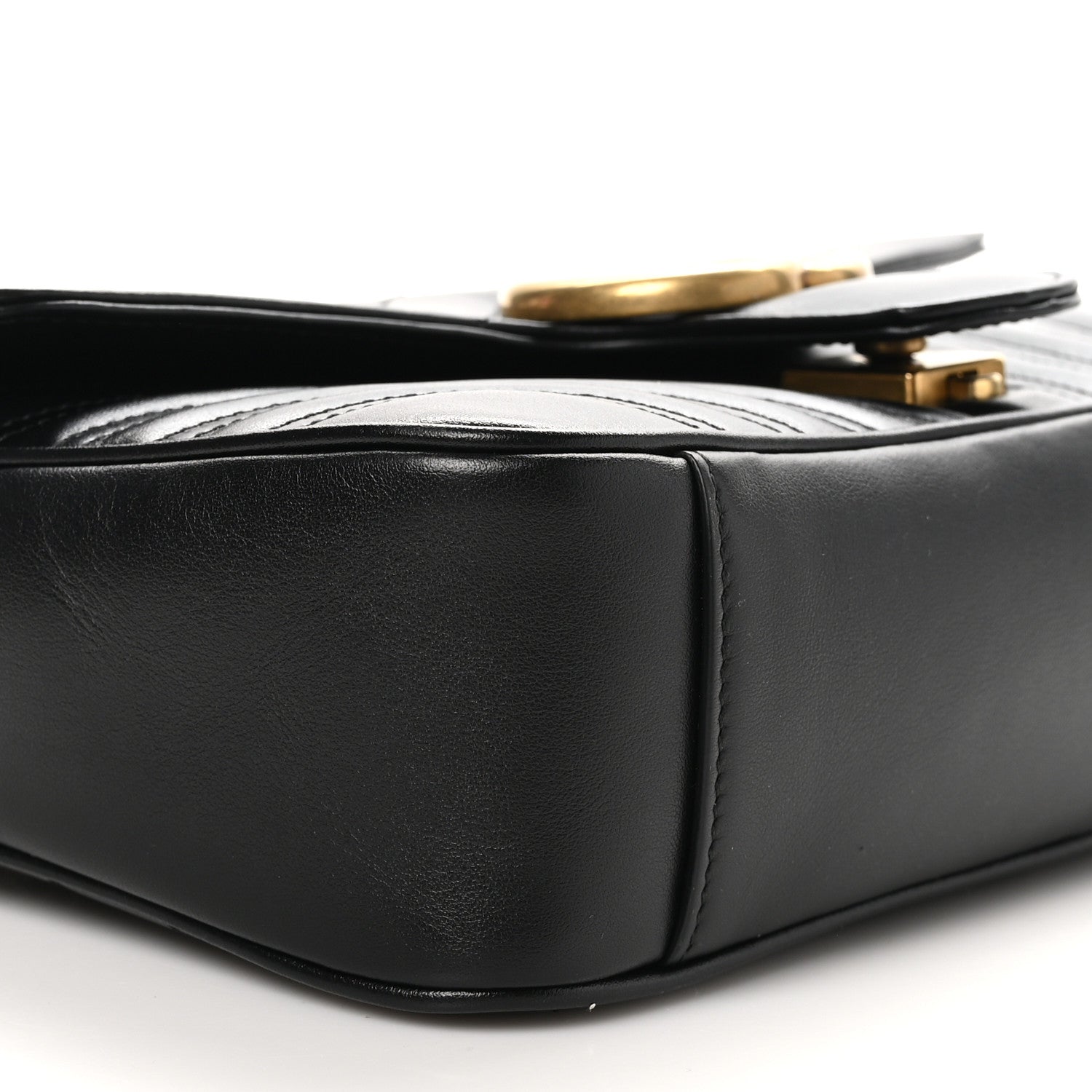 Gucci Calfskin Matelasse Small GG Marmont Shoulder Bag Black 10 of 13