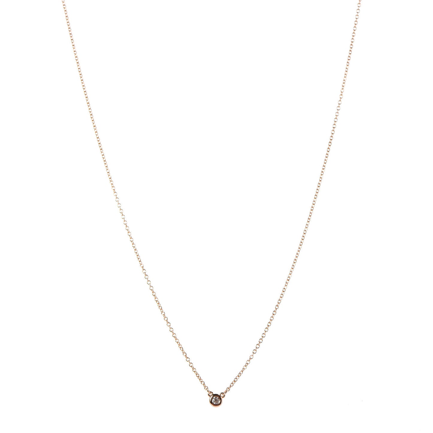 18K Rose Gold Diamond .03ct Elsa Peretti Diamonds by the Yard Pendant Necklace