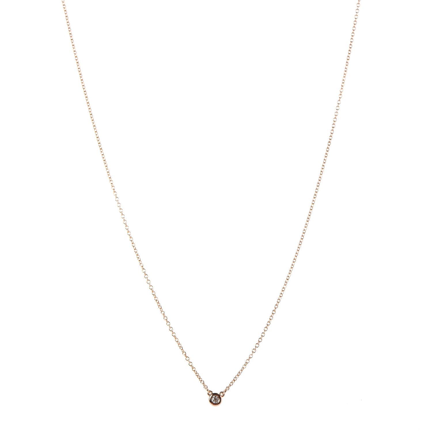 Tiffany 18K Rose Gold Diamond .03ct Elsa Peretti Diamonds by the Yard Pendant Necklace 1 of 5