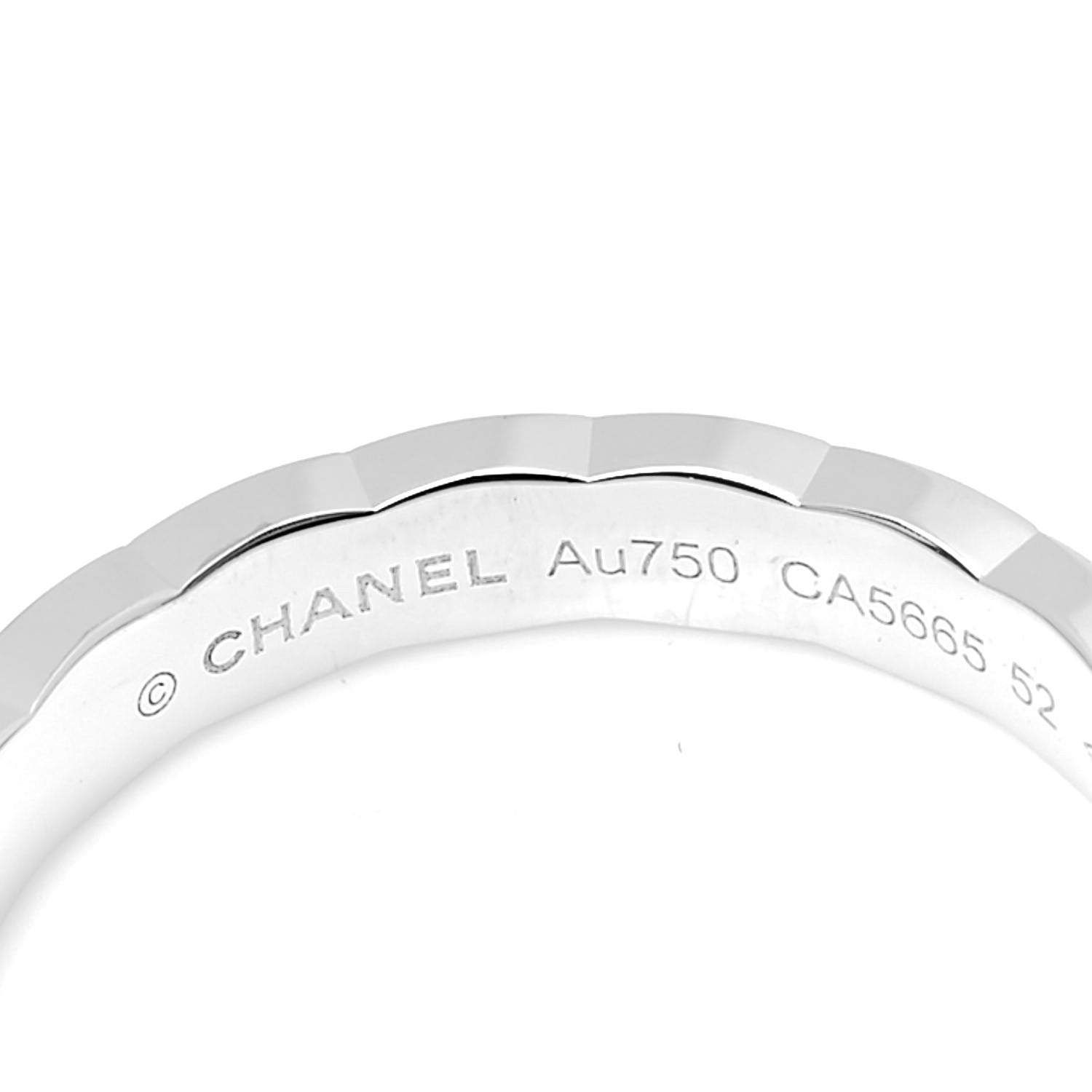 Chanel 18K White Gold Diamond Mini Coco Crush Ring 52 6 4 of 5