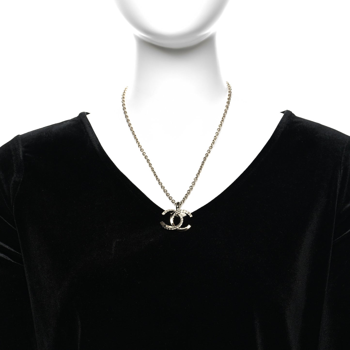 Metal Crystal CC Necklace Gold
