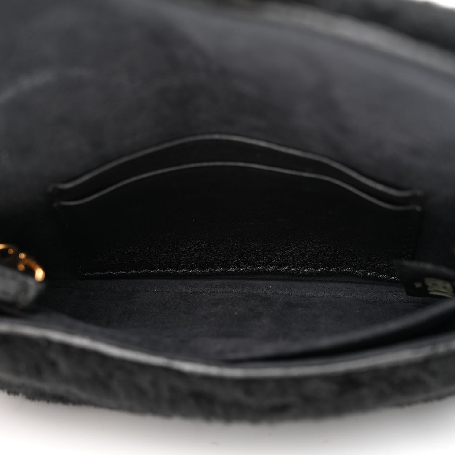 Fendi Shearling Shiny Nappa Micro Baguette Black 5 of 13