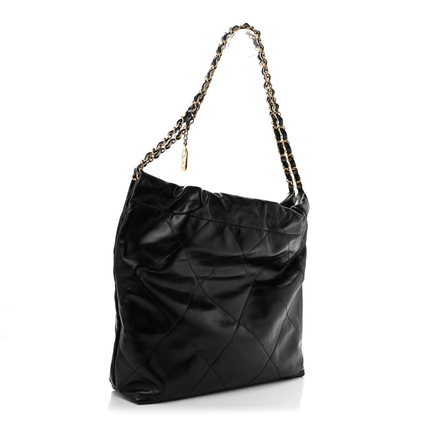 Shiny Calfskin Quilted Small Chanel 22 Black