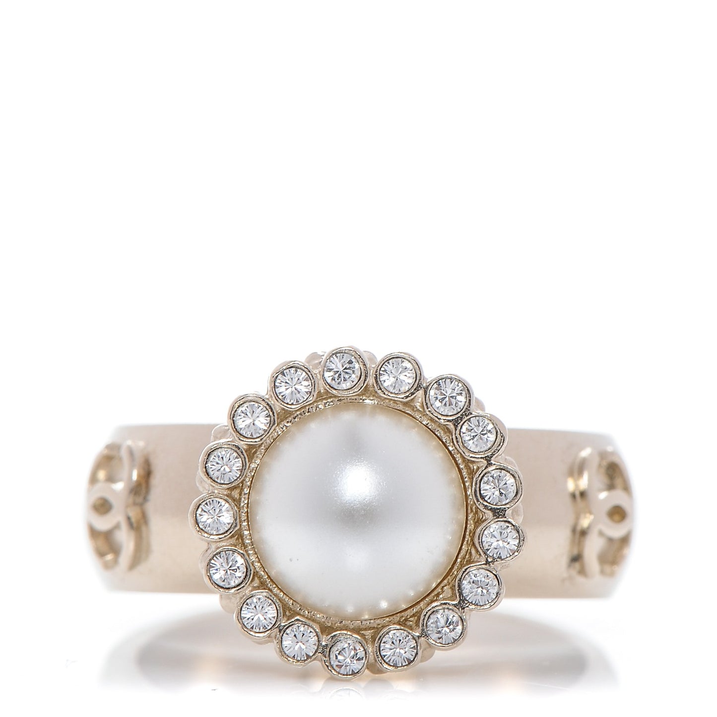 Pearl Crystal CC Ring 53 6.25 Gold Pearly White