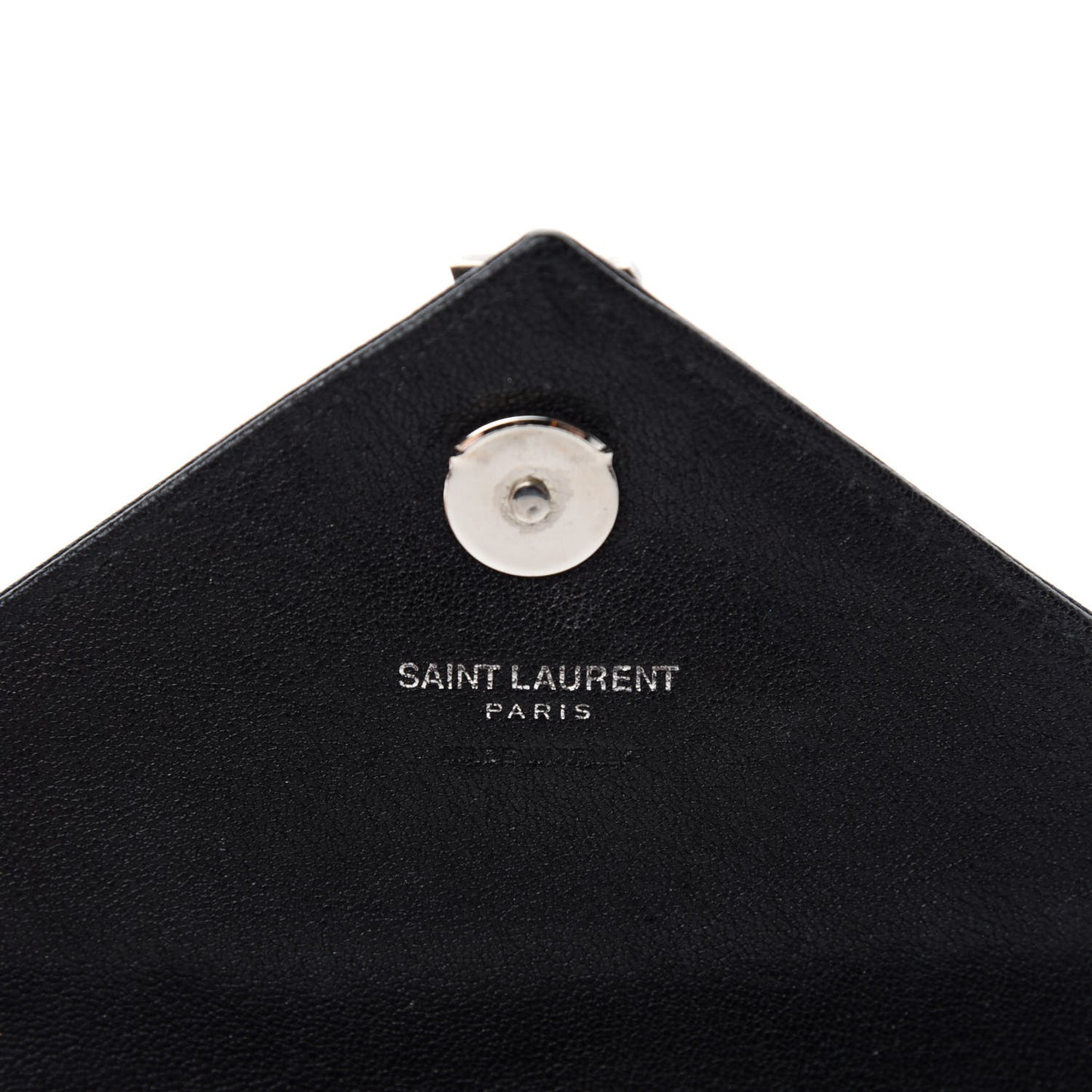 Sheepskin Matelasse Chevron Monogram College Chain Wallet Black