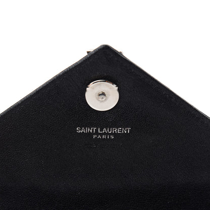 Saint Laurent Sheepskin Matelasse Chevron Monogram College Chain Wallet Black 11 of 13