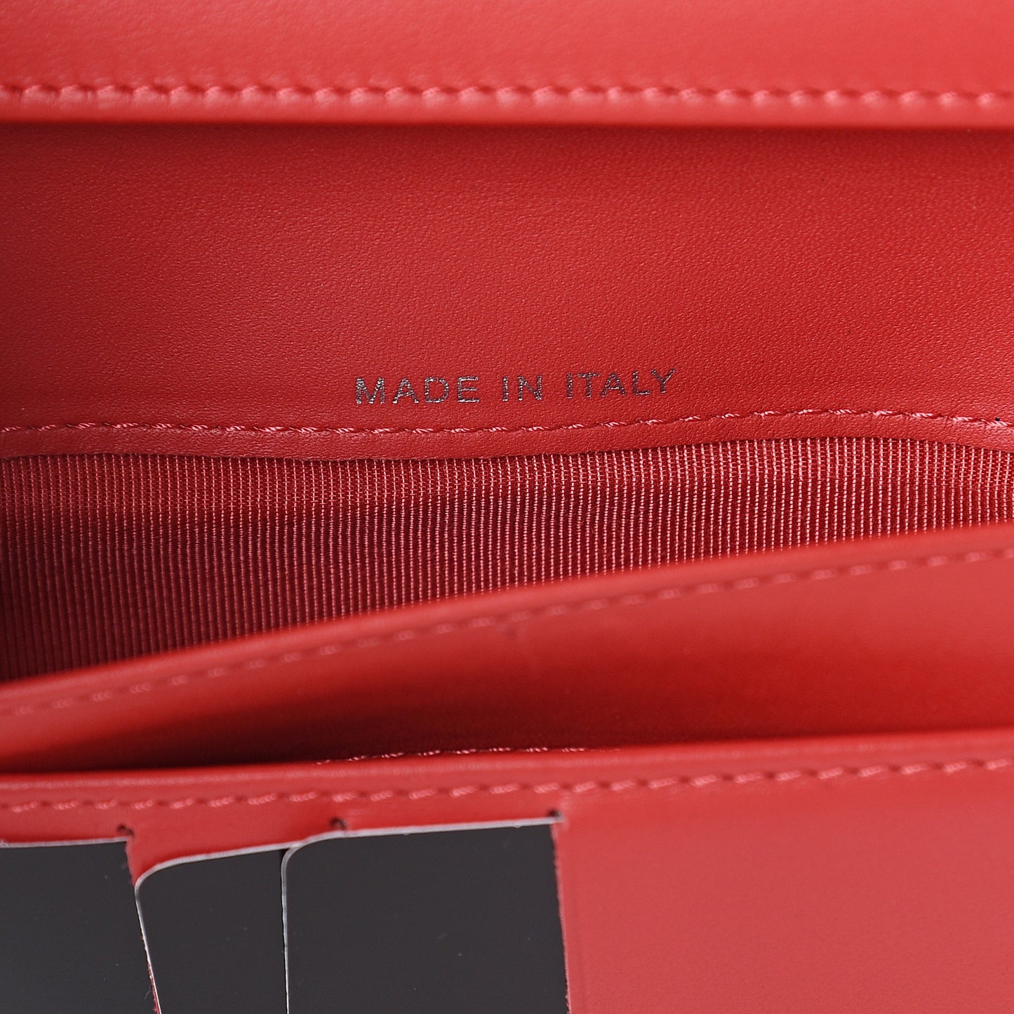 Iridescent Caviar Quilted Long Flap Wallet Red